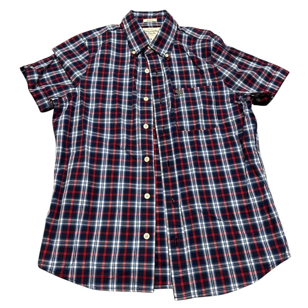 Abercrombie & Fitch Men's Plaid Muscle Short‎ Sleeve Shirt Size S Casual